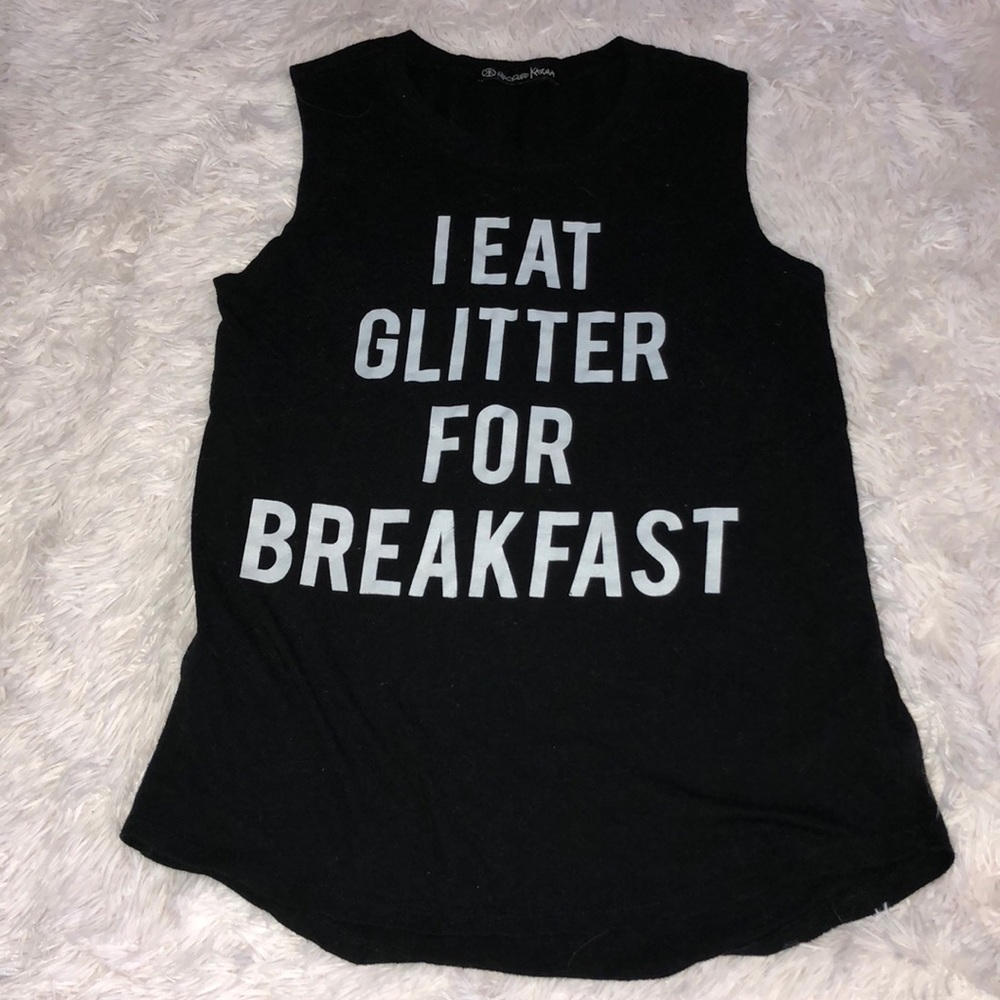 Black Graphic Tank - “I Eat Glitter for Breakfast”